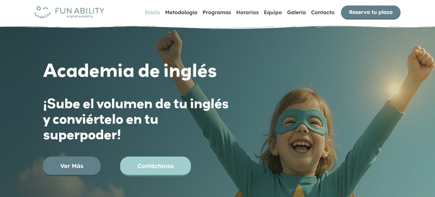 Web de Fun Ability, academia de inglés en Vecindario, diseñada por MYPO