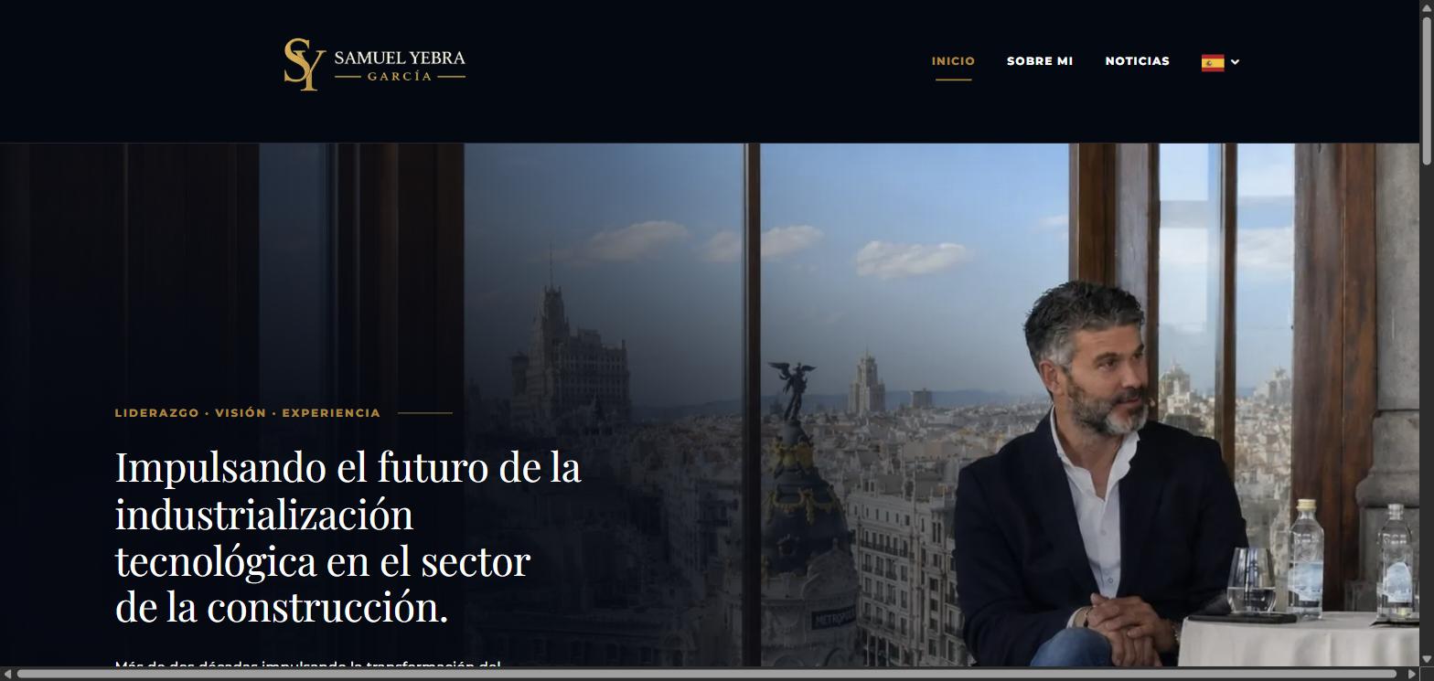 Web de Samuel Yebra García, marca personal del sector de la construcción, diseñada por MYPO